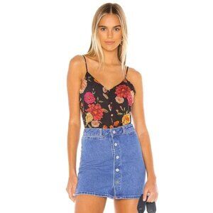 cupcakes & cashmere Black and Orange Floral Camisole, Small